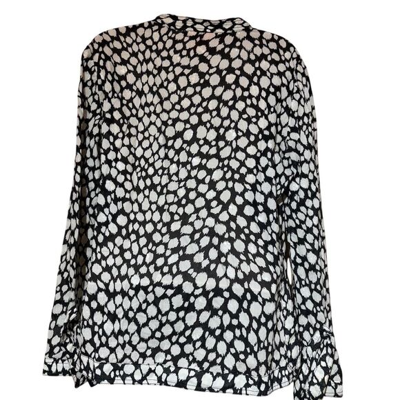 Tory Burch Women's Tunic Blouse Size 8 Black Animal Print V-Neck - Picture 2 of 5